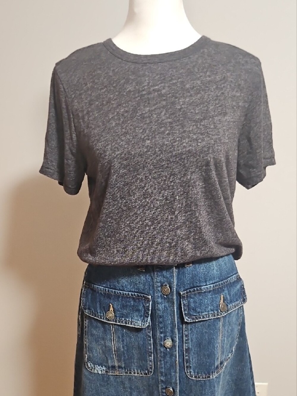 Thread & Supply Charcoal Crewneck Tee 55% Linen